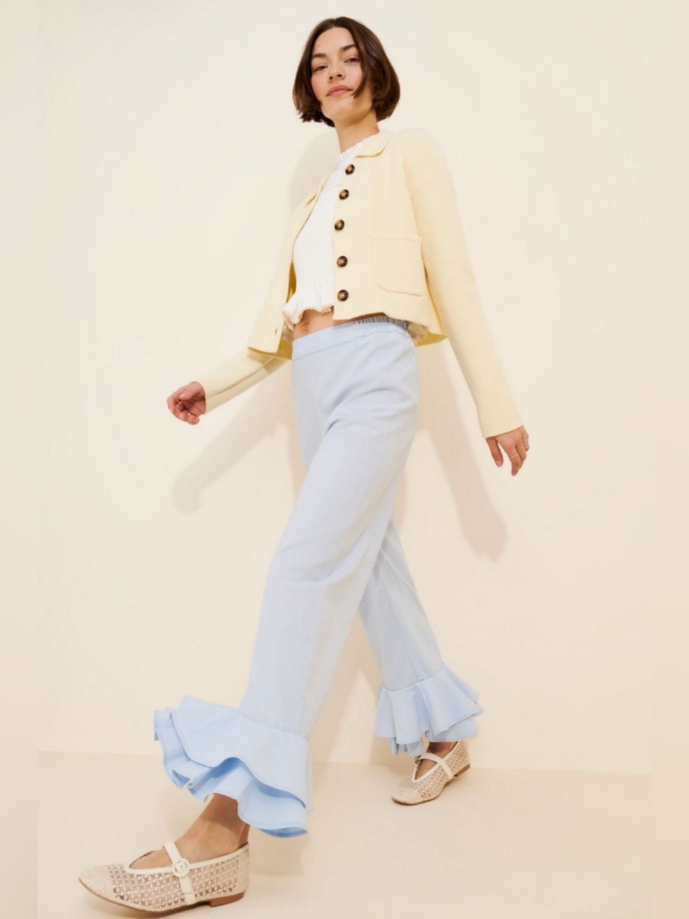 Sleeper Cha Cha Lounge Pants Linen Cotton Blue Size Large